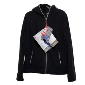 Scottevest Women XL Chloe Magic Black Hoodie Zip MultiPocket Jacket TEC NEW